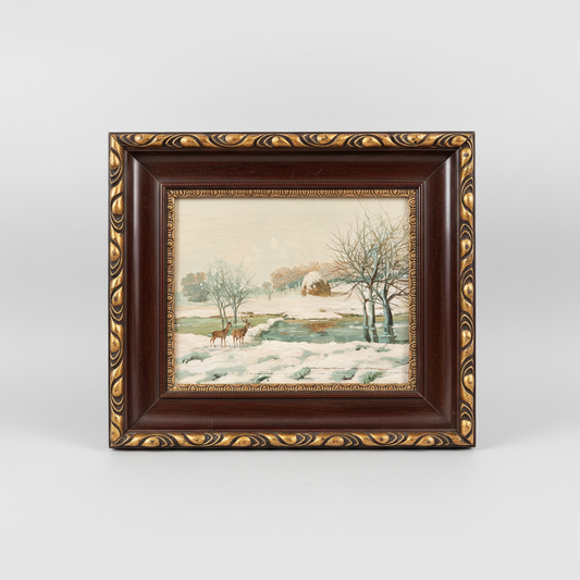 Full framed painting on neutral grey background